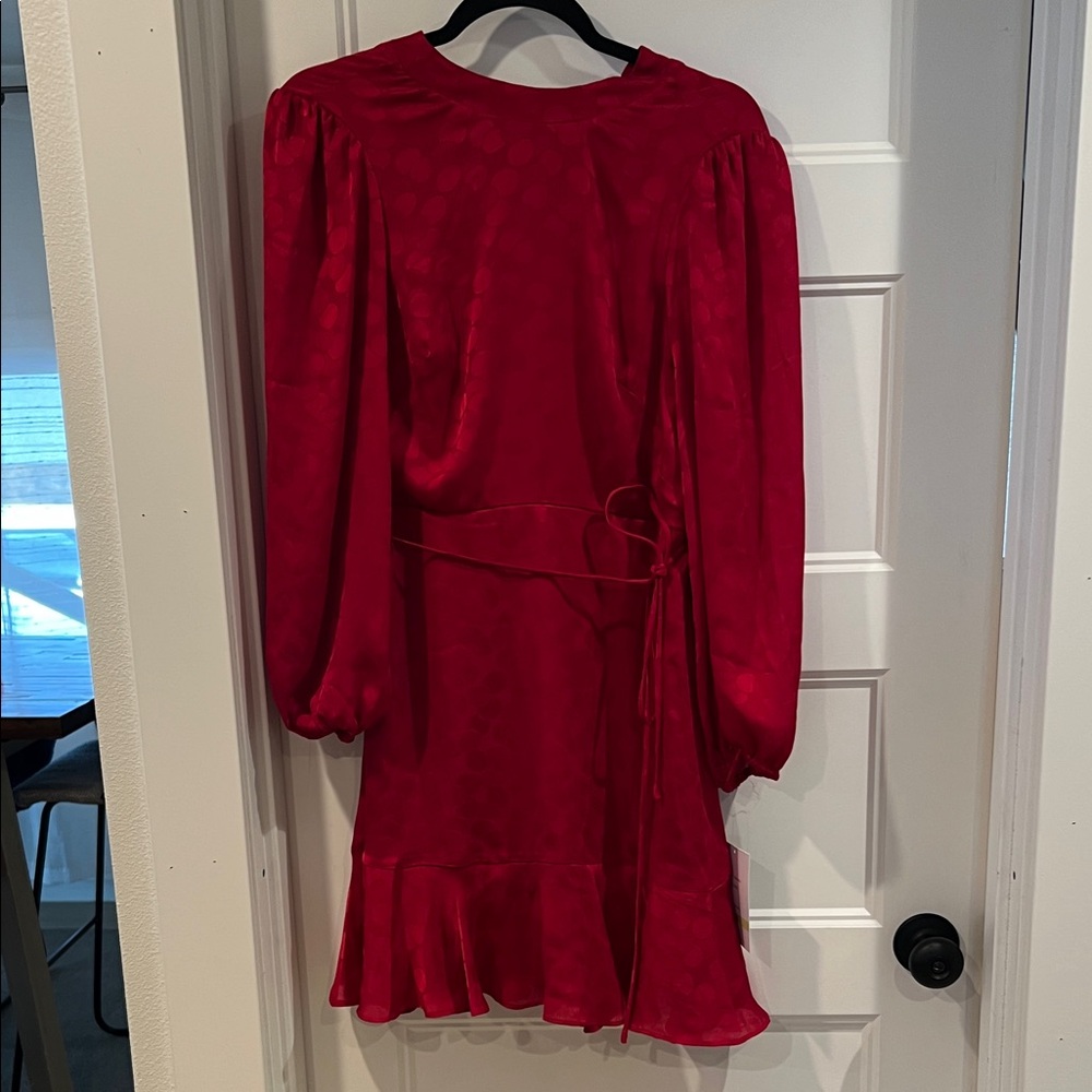 Maison Tara Vibrant Red Long Sleeve Dress